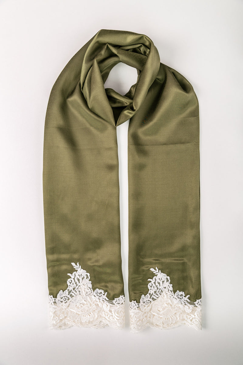 SATIN LACE TRIM SCARF