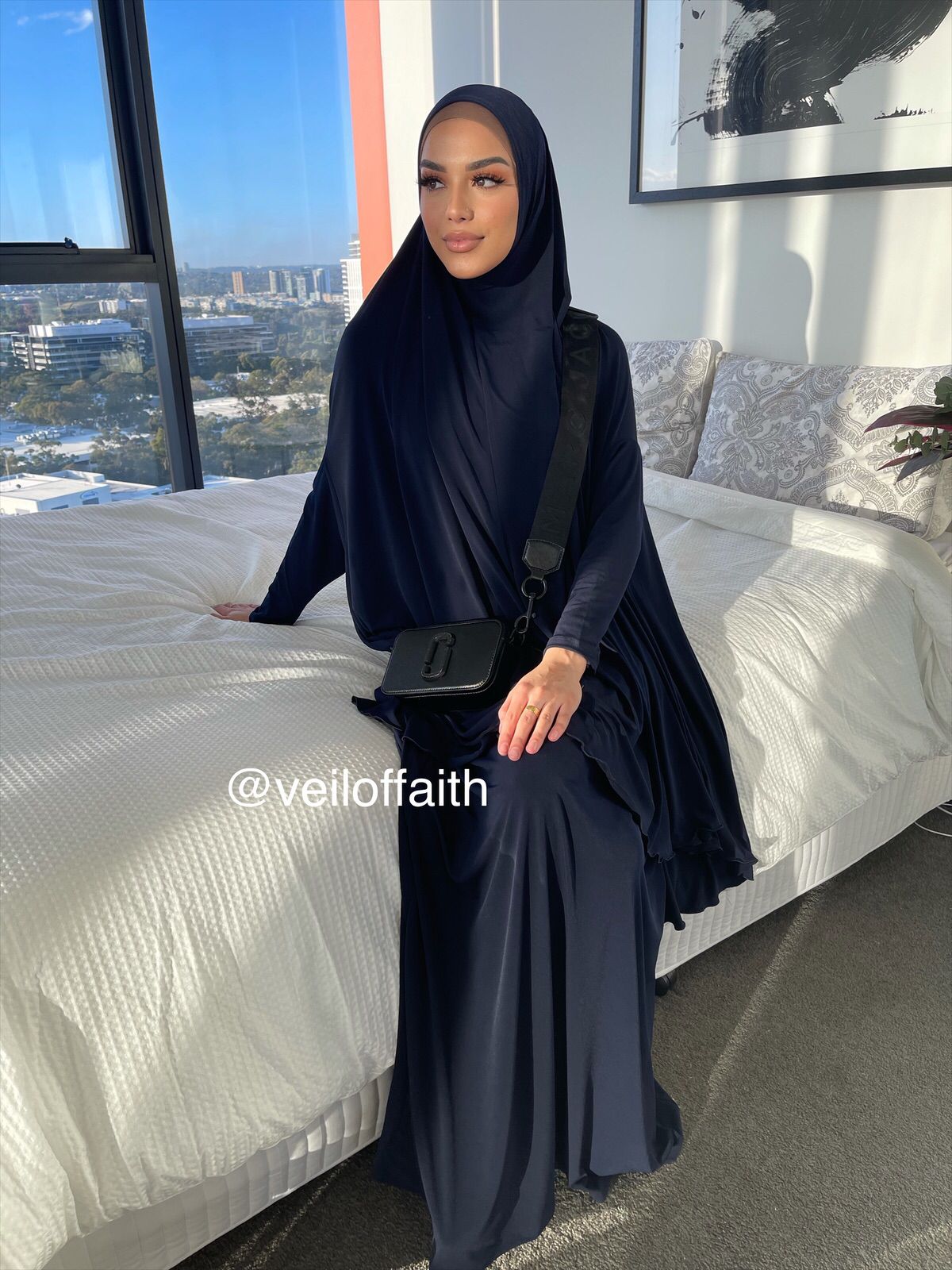 JILBAB WITH SLEEVE AND SKIRT NAVY PRAY SET