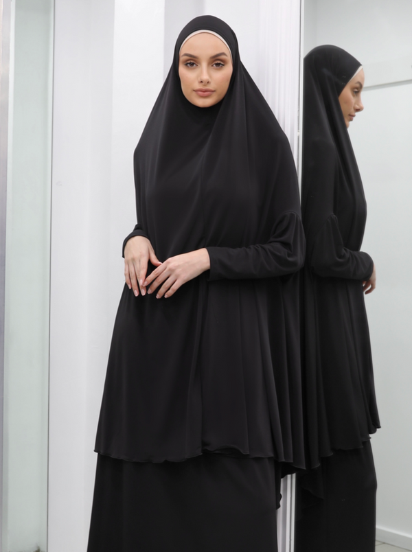 BLACK JILBAB WITH SLEEVES