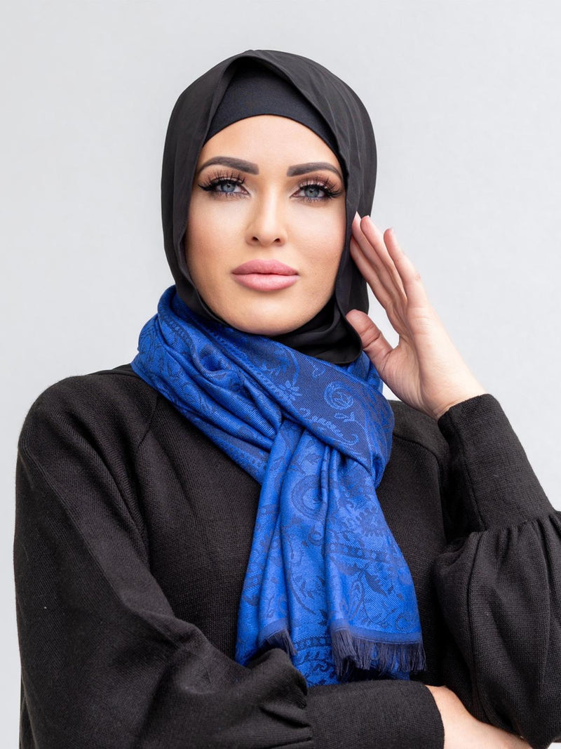 BRIGHT BLUE CRAFTED PASHMINA