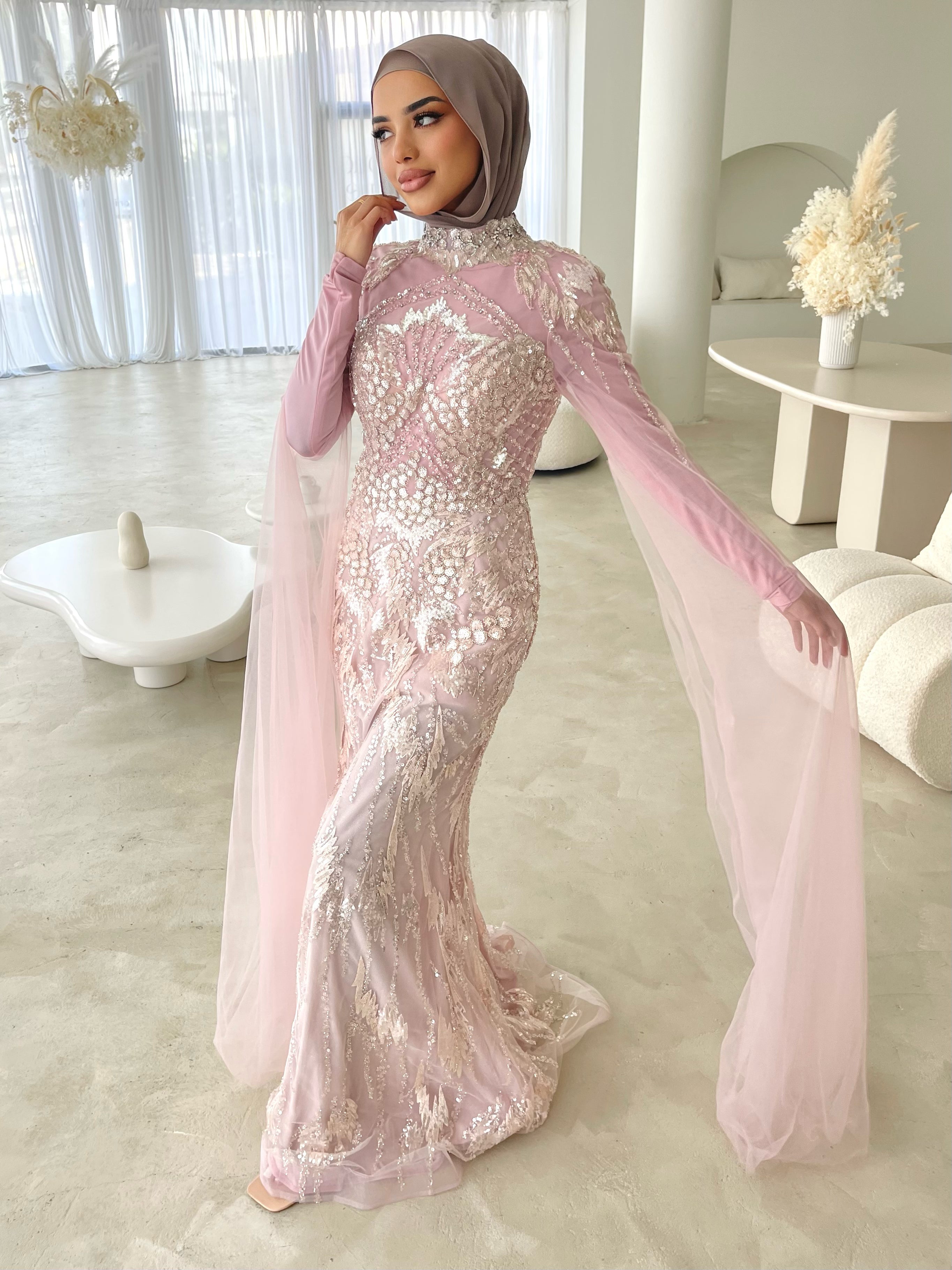 SKYE PINK BEADED DRESS