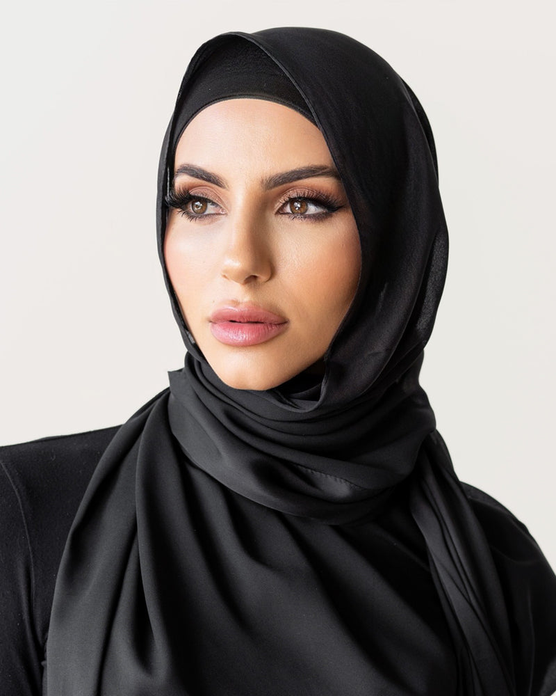 SILK LOOK BLACK SCARF