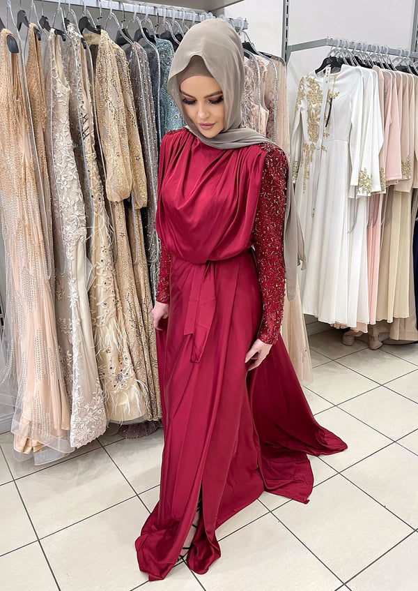 Luxury Powder Pink Islamic Clothing Evening Gown – Sahara Shops