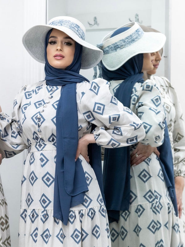 CREPE SCARF- OCEAN BLUE